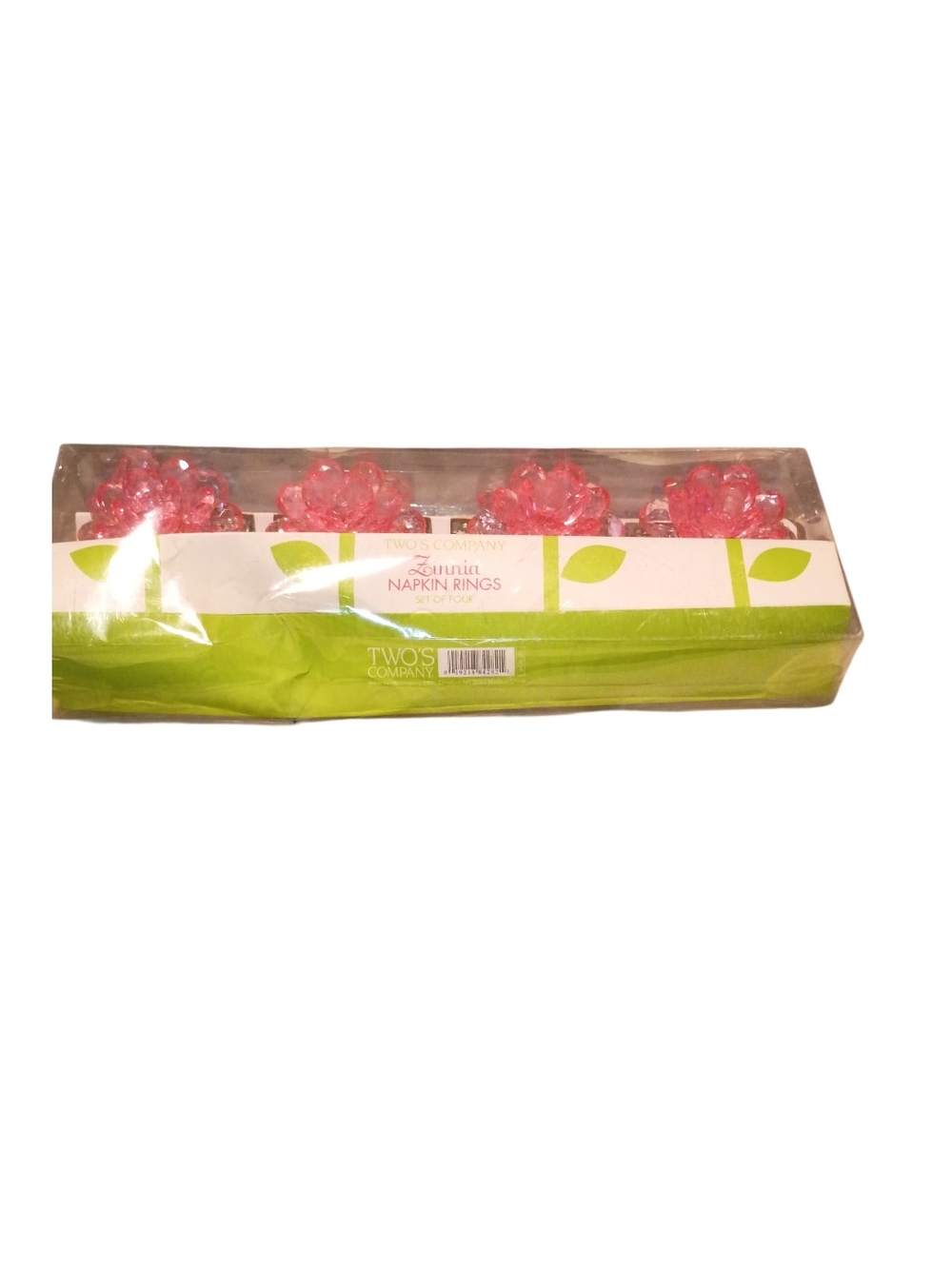 Two's Company Pink Floral Napkin Rings - Set of 4